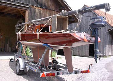 Restauriertes Segelboot aus Mahagoni und Teak